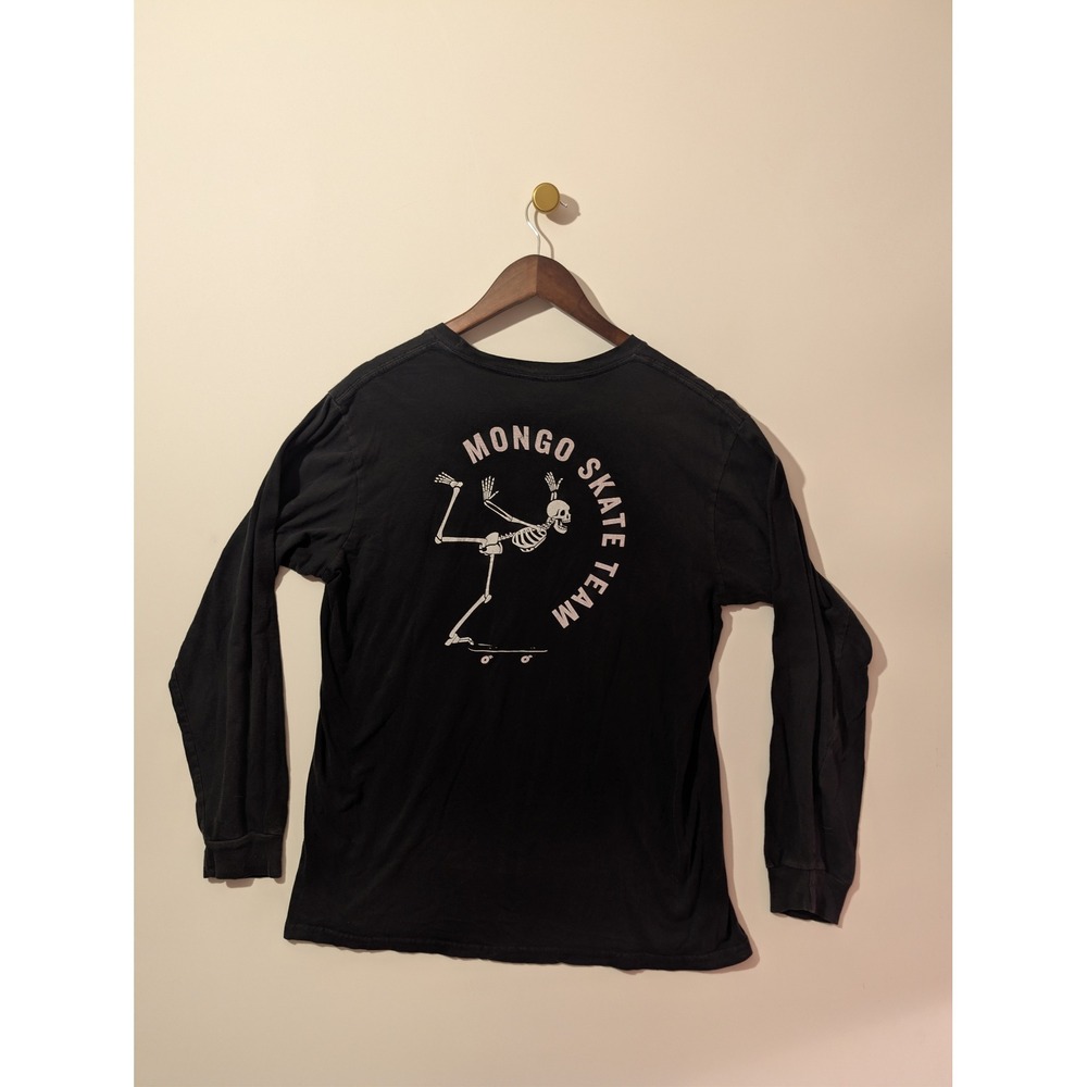 Chomp Brand Long Sleeve T-Shirt Mens Large Black Excellent Mongo Skate Skeleton